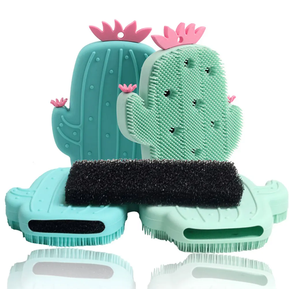 

1pc Cactus Shower Brush Creative Bathing Scrubber Body Exfoliator Back Massage Tool for Men Women Light Green