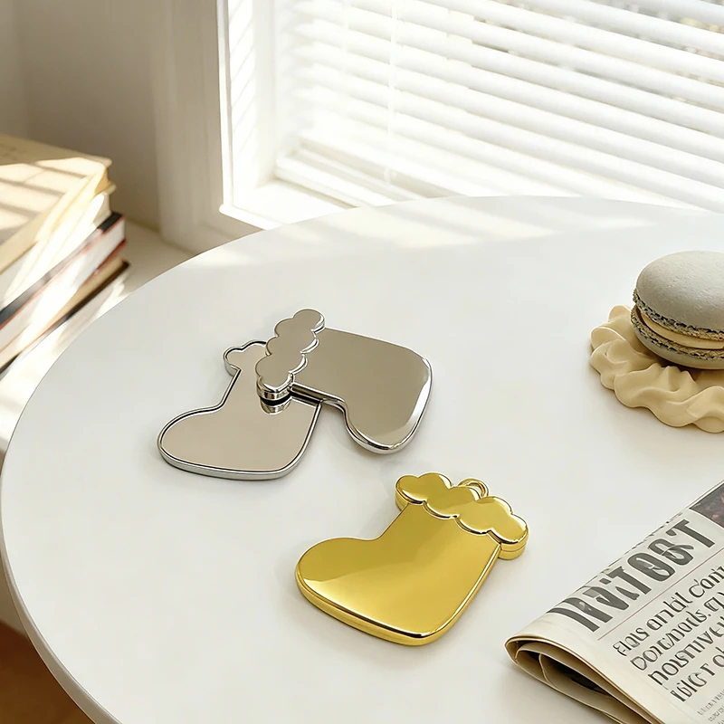 Arbre de noël flocon de neige Stock miroir cosmétique miroir pliant coulissant miroir à main pour filles miroir de vanité Compact incassable