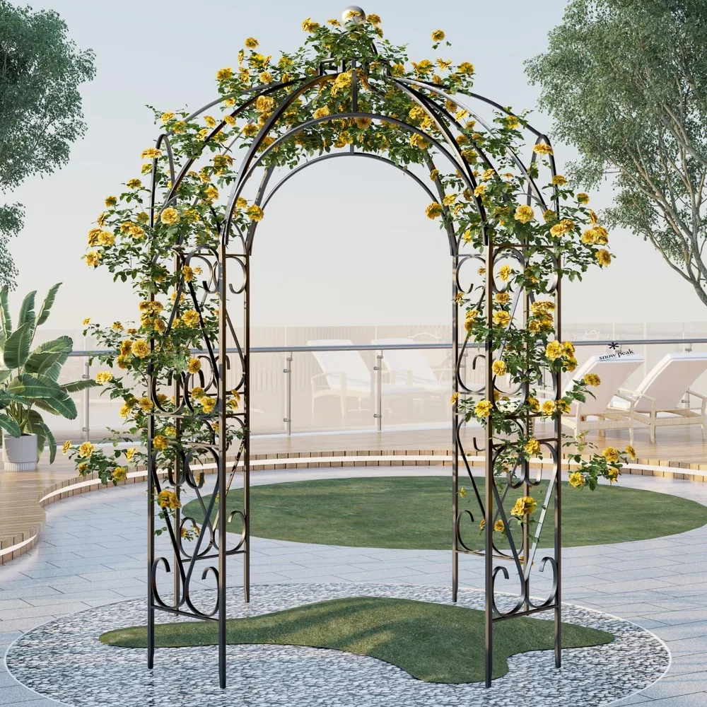 

Baroque Oversized Iron Gazebo Arbor Arbour Arch Archway Metal Trellis Support for Plants Climbing Garden Outdoor Yard Patio Wedd