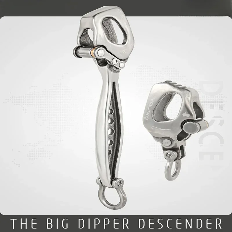 Stainless Steel Safety Braking Stop Descender Big Dipper Descender for Working at Height Rock Climbing Arborist Work