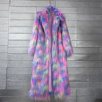 Women Print Long Faux Fur Coat Turn Down Collar Elegant Thick Coat Warm Jackets Lady Loose Coats Streetwear Winter 2025 4