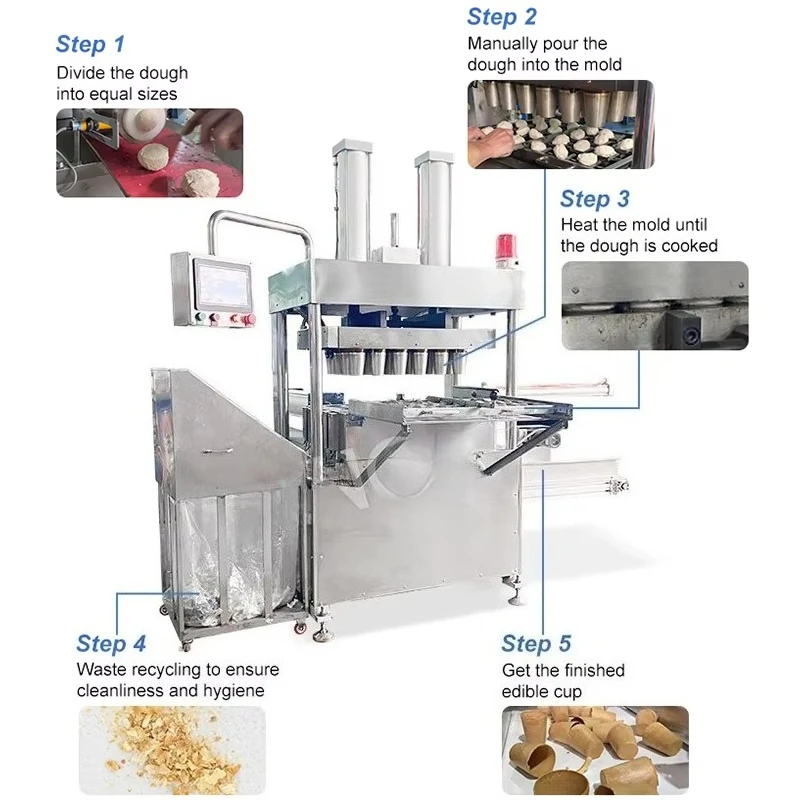 FL Wholesale  Sugar Cone Tea Cup Baker Machine Ice Cream Waffle Cone Maker Machine Edible Coffee Cup Make Machine Customized