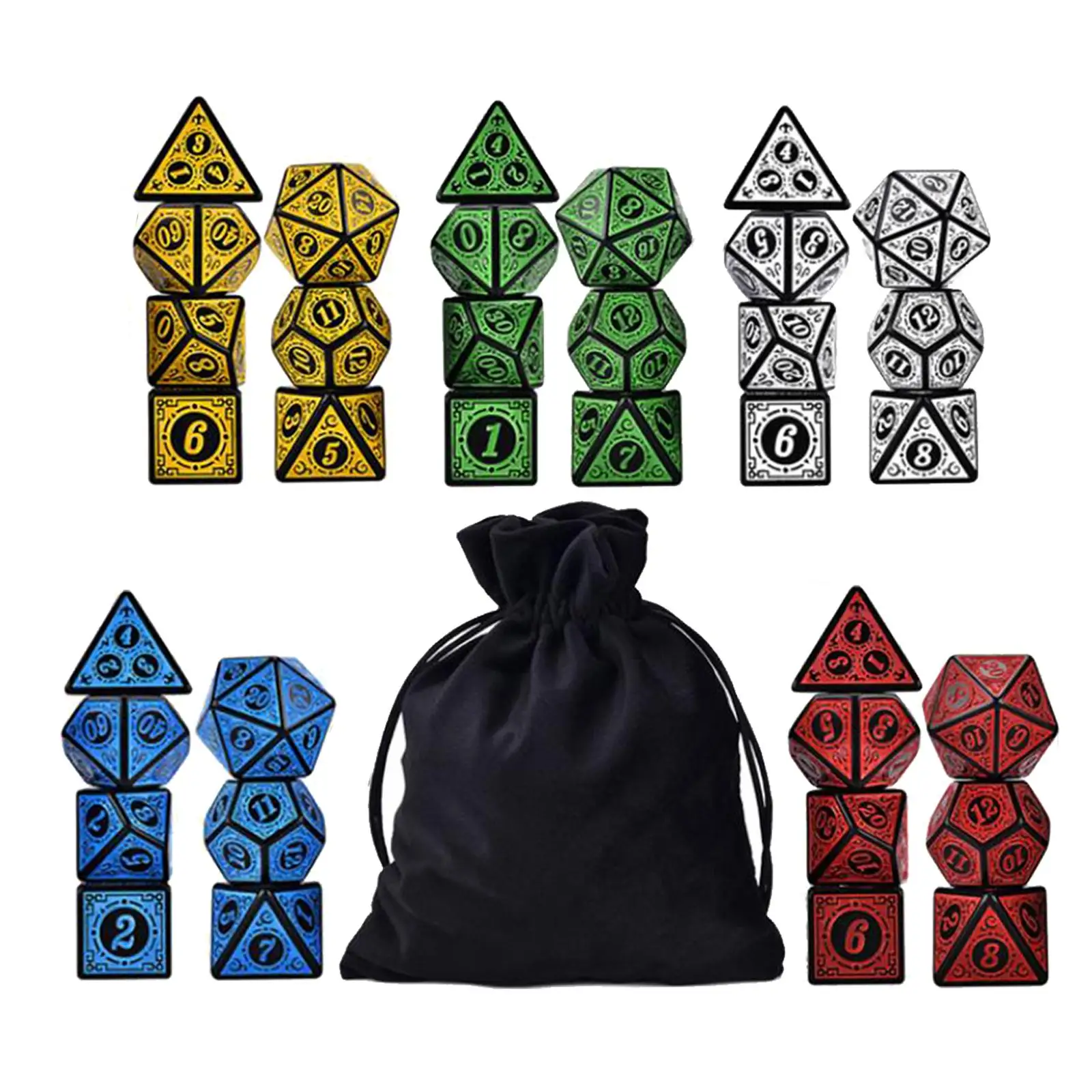 Conjunto Poliédrico Acrílico com Armazenamento, Adereços para Jogos de Mesa, RPG Bar Toys, D4-D20, 35 Pcs