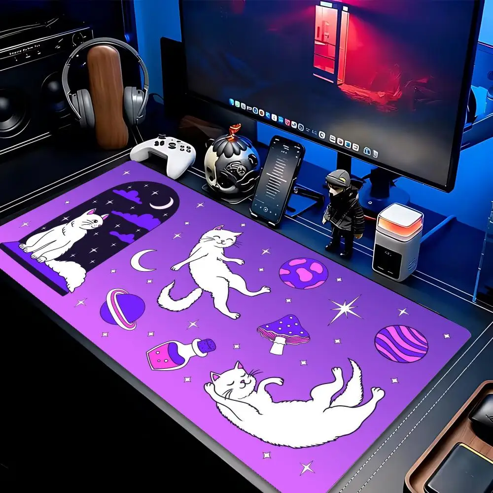 Gaming Mouse Pad Mousepad Gamer Desk Mat Large Keyboard Pad Space UFO Alien Cat Computer Table Surface Accessories Xl Mauspad