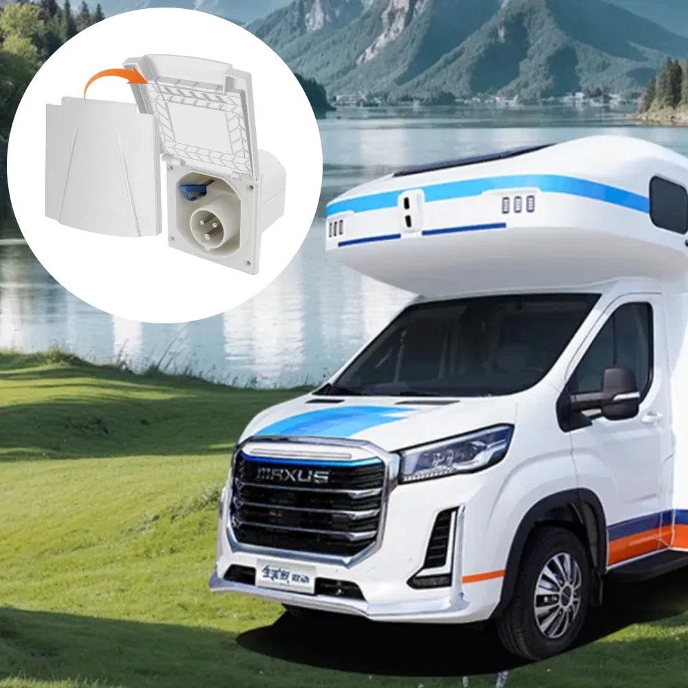 Replacement Cover Flap Lid for outdoor Electric Hook Up Socket Built-in Caravan Motorhome Camper Van white