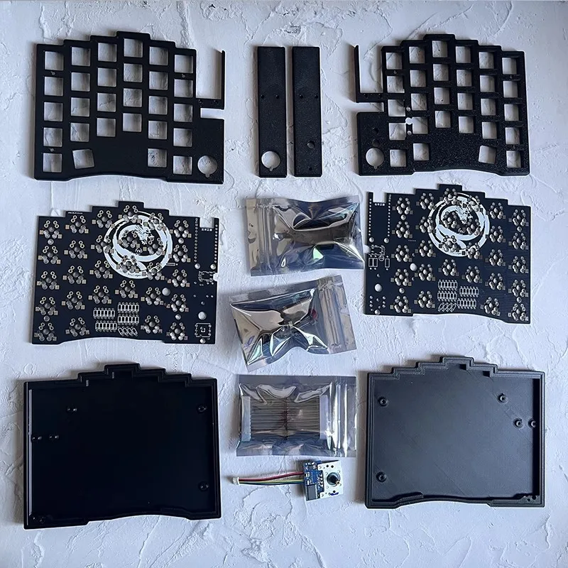DL42/DO52 Mała Czerwona Kropka Rozdzielona Klawiatura DIY Kailh Choc Gateron Przełącznik Gałka Mechaniczna Klawiatura Mysz Wskaźnik Teclado Gamer