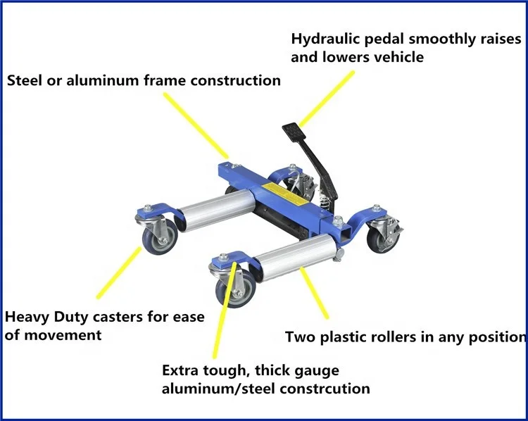 Vehicle Car Hydraulic Position Jack 1500lbs 12 Inch Hydraulic Wheel Dolly With Ratcheting Foot Pedal Liftfor Easy Roller Dolly