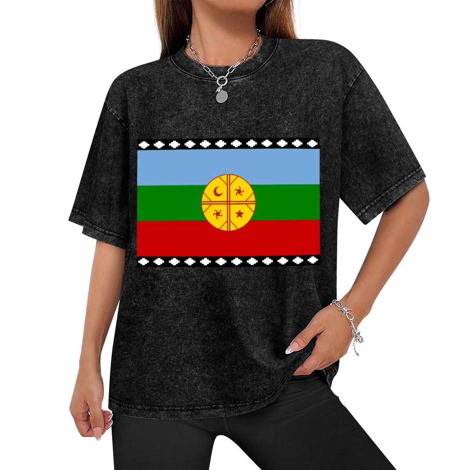 Wenufoye - Flag of the Mapuches - Bandera Mapuche T-Shirt tops luxury designer graphic t shirt vintage black t shirts for men