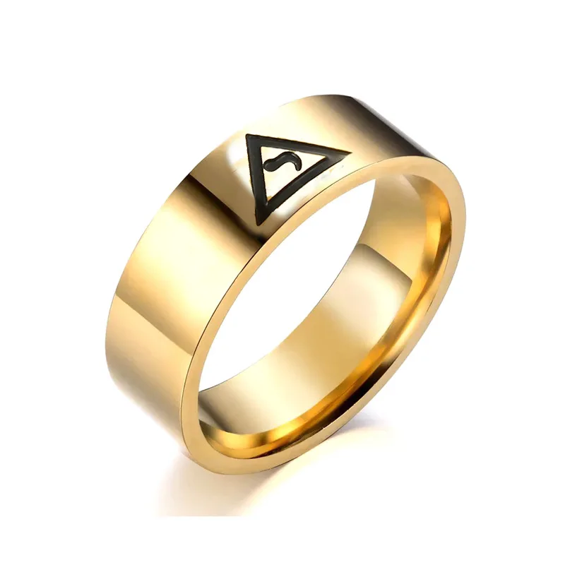 8MM Scottish Rite Number 14 Degree Masonic Rings for Men Stainless Grooved Band Freemasons Jewelry For Party