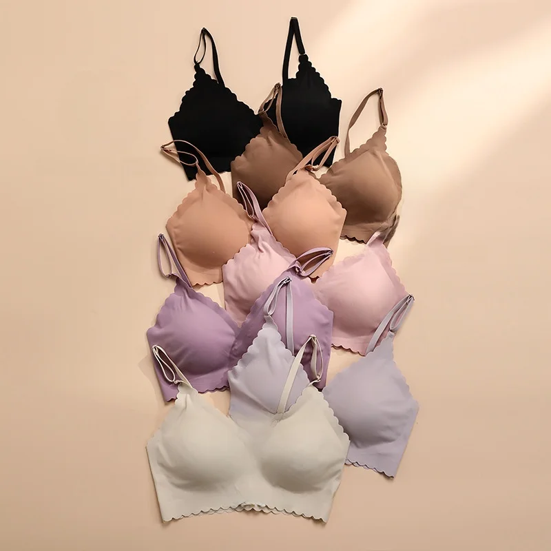 

Adjustable Steel Ring Bra Sexy Waterdrop Cup Top Push up Small Chest Illusion Women's Underwear Nylon Fabric Polyester Fiber