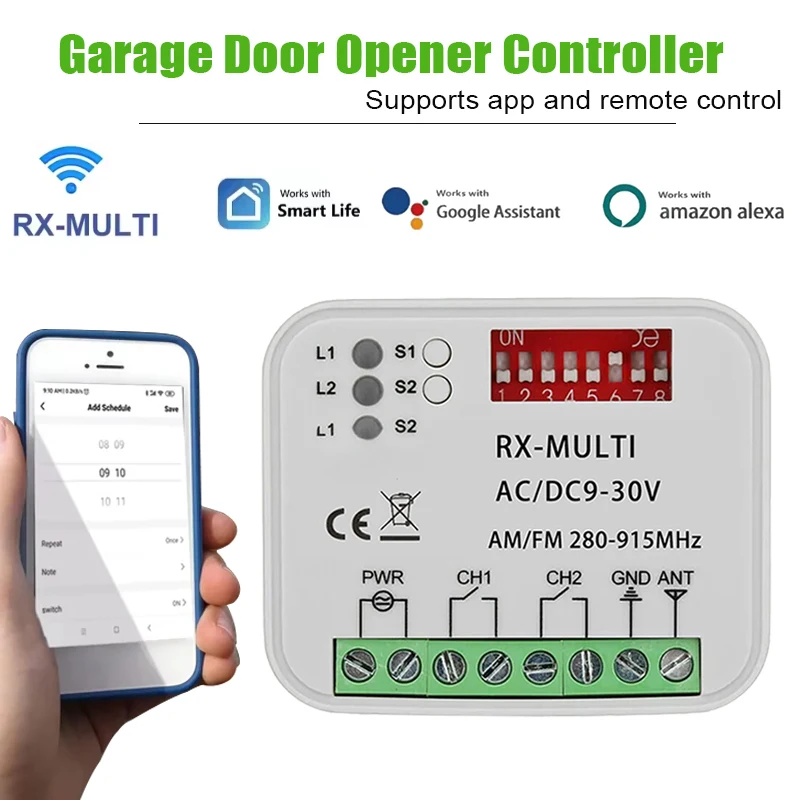 Universal Tuya WIFI Garage Door Opener Controller APP & Remote Control Intelligent Dual-Channel Momentary Switch Module Relay