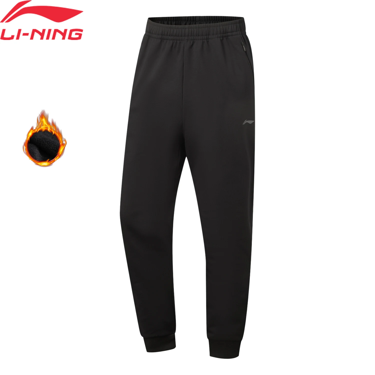li-ning-men's-training-knit-sweatpants-ln-static-proof-fleece-warm-93-polyester-7-elastane-comfortable-lining-trousers-akyw227