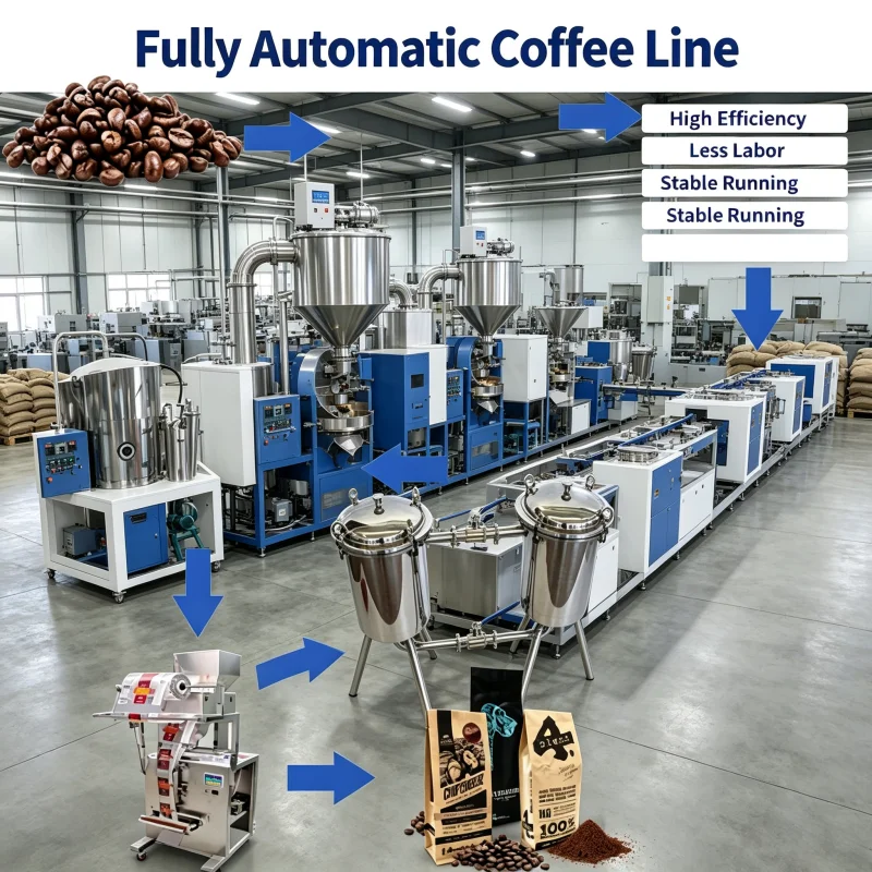 Iced Instant Coffee Production Line Industrial Complete Cold Brew Coffee Bean Processing Plant for Food Factory Use Customized