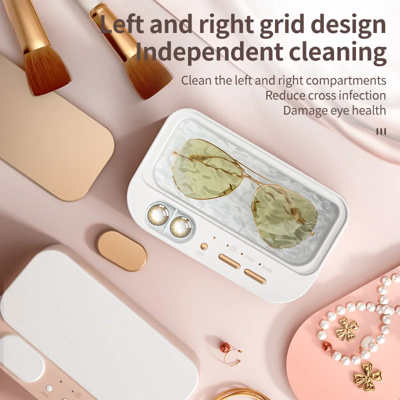 Macchina per la pulizia 48Khz Pulitore ad ultrasuoni Doppio contenitore Vibrazione Pulizia completa Gioielli Pulitore regolabile per uso domesticoNuovo