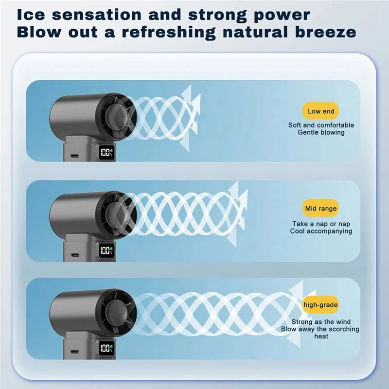 ABLJ-Mini ventilador Turbo plegable de mano, recargable por USB, iluminación ajustable, flujo de aire violento, Mini soplador de verano