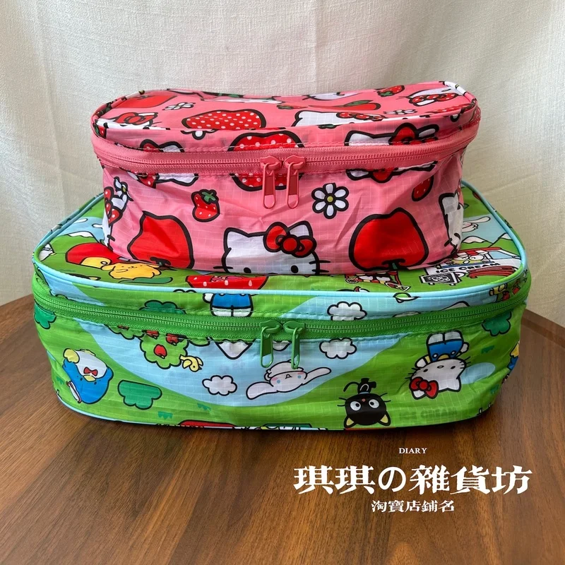 

Sanrio милая сумка для хранения одежды Hello Kitty Snoopy, двухсекционная домашняя дорожная легкая портативная сумка для отделки одежды