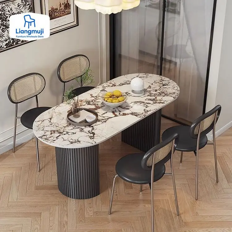 

Simple Nordic Dining Table Oval Marble Minimalist Home Kitchen Dining Table Beauty Comfy Mesa Plegables Kitchen Furniture