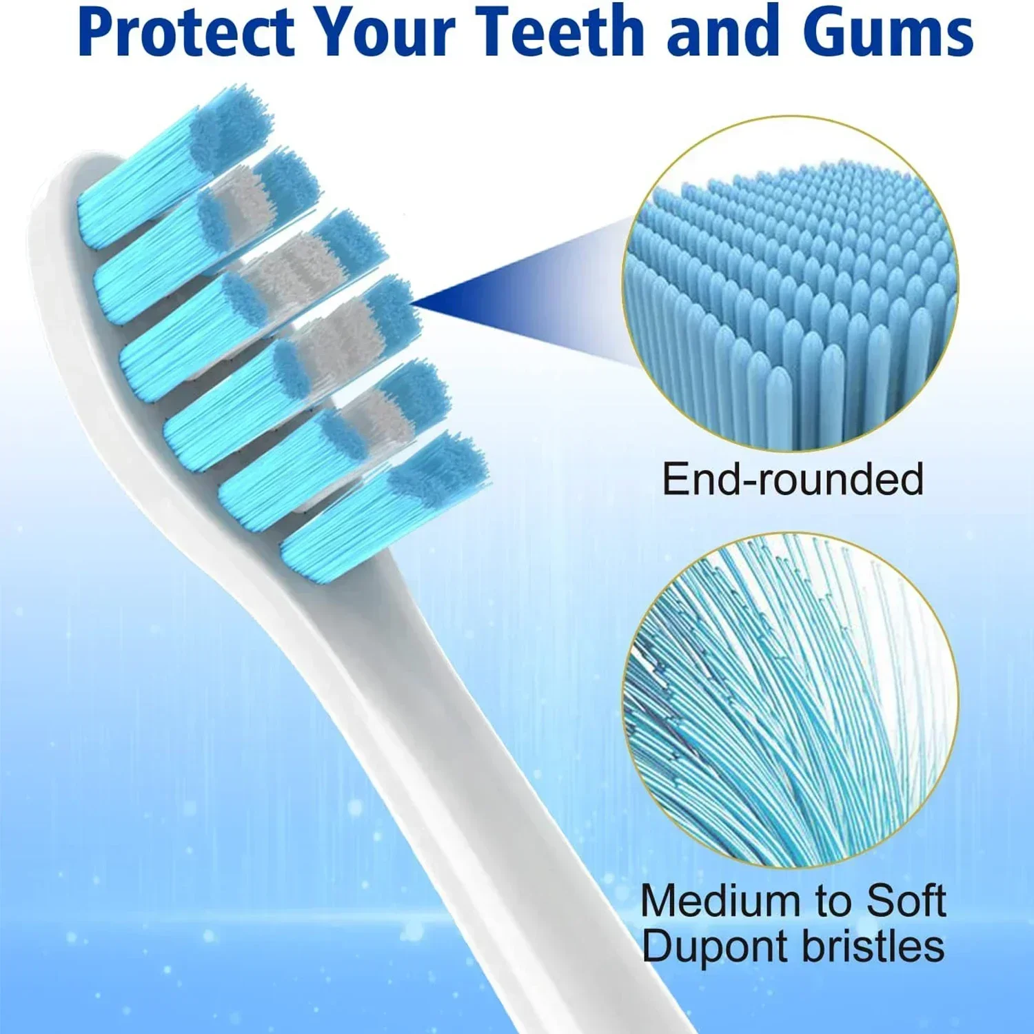 필립스 소닉케어 교체용 칫솔 헤드, 소닉케어 교체용 브러시 헤드, 화이트, 8 팩