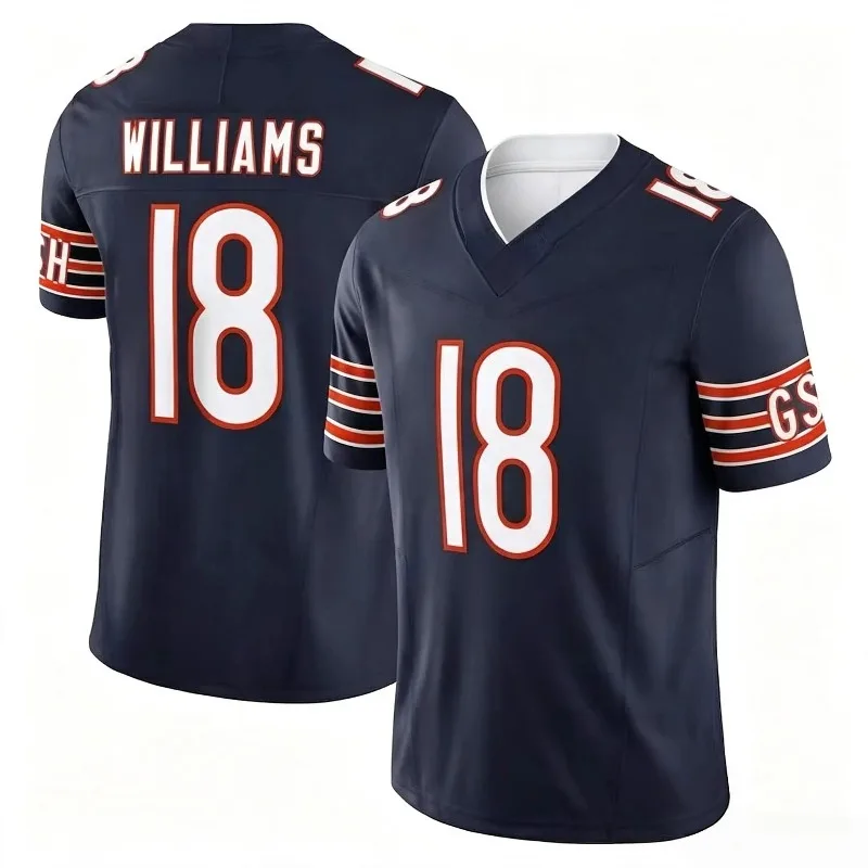 Maillot de football Williams 18 inspiré de l'impression 3D, unisexe, bleu marine, col en V, manches courtes, séchage rapide, idéal pour les supporters, assorti pour toute la famille, haut de sport.