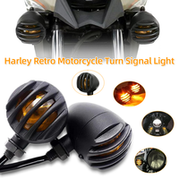2PCS Motorcycle Turn Signal Light Vintage Indicator Blinker Lamp Universal 12V LED Mini Sequential Flashing Lights for Harley