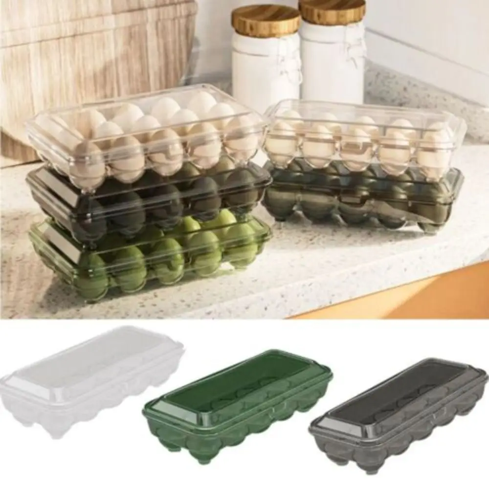 Portable 10/15 Grids Egg Box Container Kitchen Tools Egg Holder Anti-fall Transparent Kitchen Organizer