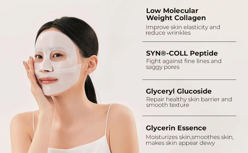 Deep Collagen Anti Wrinkle Lifting Mask Collagen Face Mask Overnight, Deep Collagen Mask for Lifting Firming Moisturizing(5Pack)