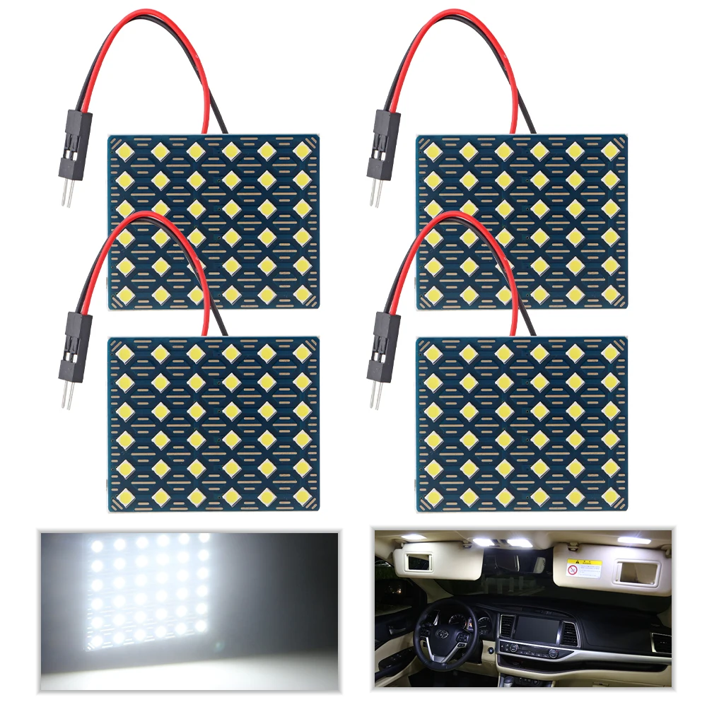 

4pcs 3030 12/18/24/36 SMD LED Panel Lamps License Plate Lights Car Dome Light 12V 24V AC DC Nonpolarity T10 + Festoon Sockets