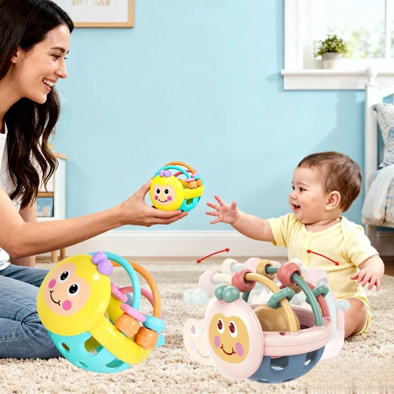 لعبة الاستيلاء على الكرة اللمسية للأطفال، التعليم الحسي المبكر لحديثي الولادة، ألعاب كرة الدف، ألعاب طحن مطاطية ناعمة، الصحة