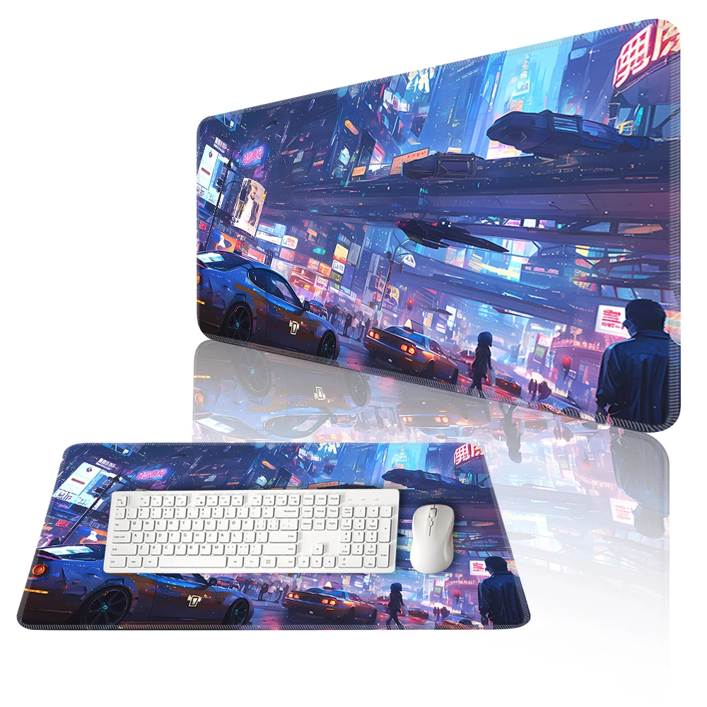 Cyber Punks Keyboard Pads Large Gaming Mouse Pad Anime Rubber Mat Cool Deskmat Desk Protector Mousepad Gamer Pc Accessories S2