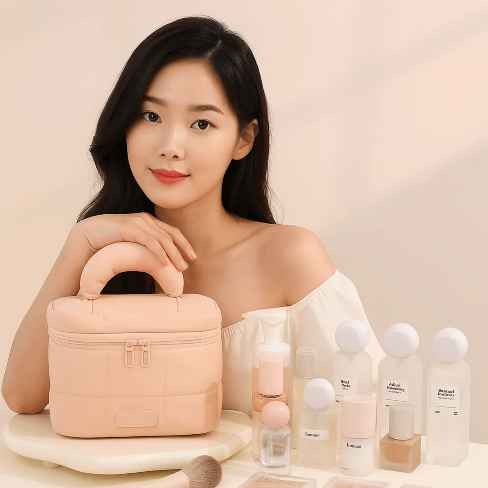 

Large Capacity Women's Cosmetic Bag Waterproof Handheld Travel Toiletry Bag Multi-pocket Solid Color Cosmetic Case Travel