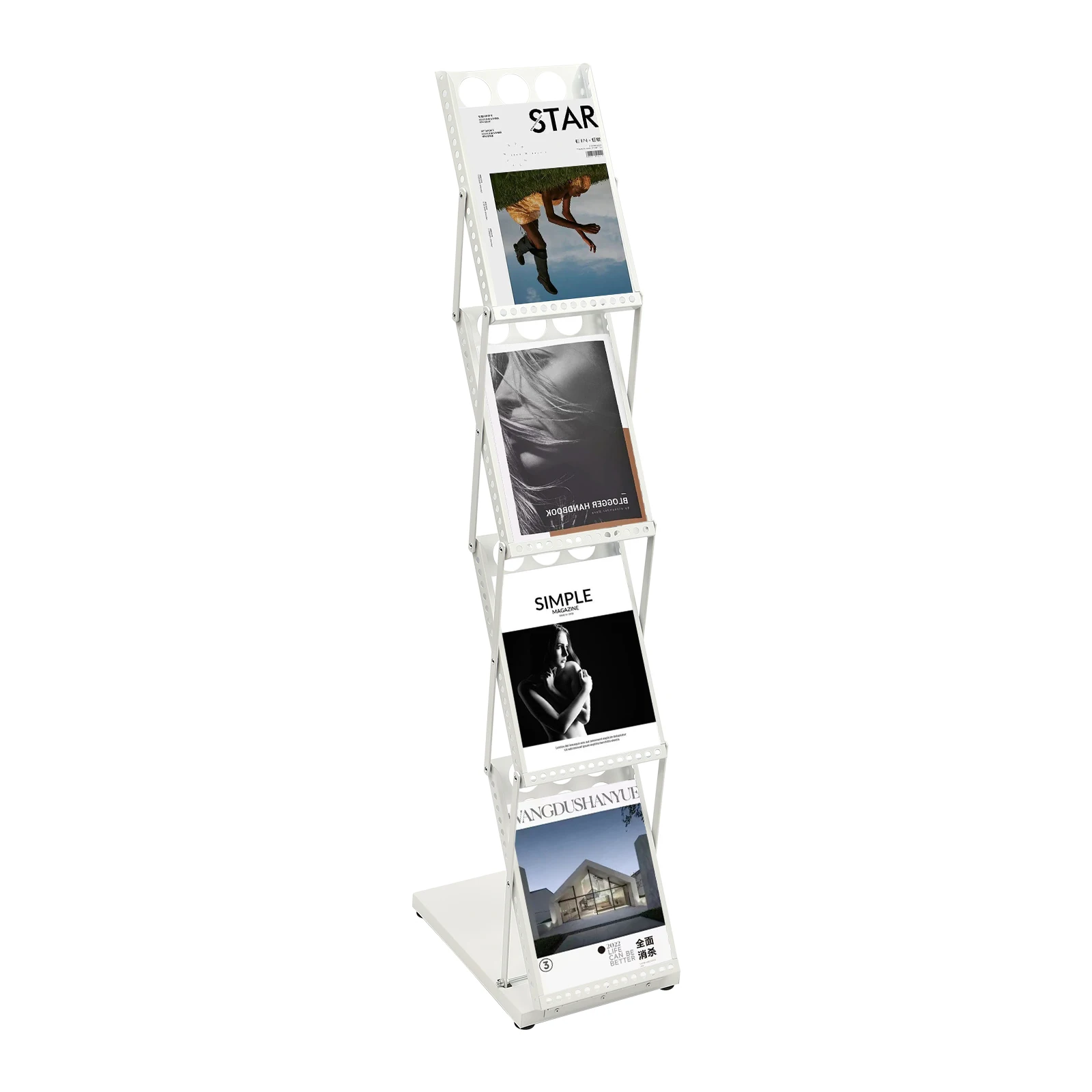 

Foldable Magazine Rack – Sturdy Iron, Ventilated, Easy Access, No Assembly Required