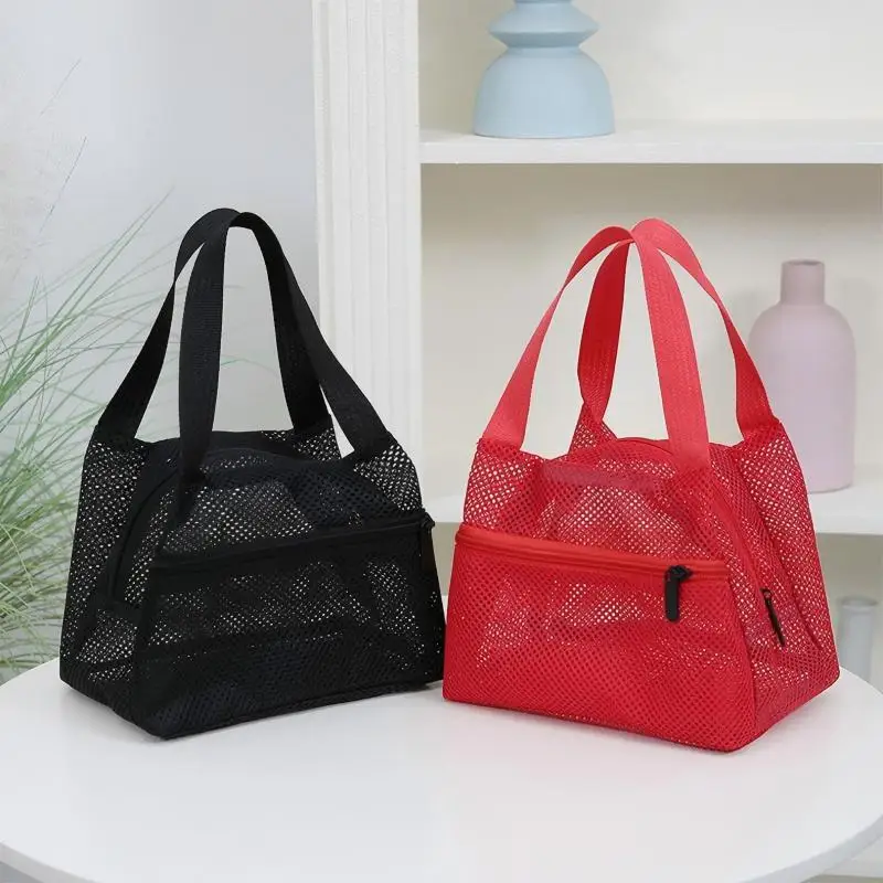 

Portable breathable mesh beach bag Foldable quick-drying toiletry storage bag Transparent large-capacity makeup bag