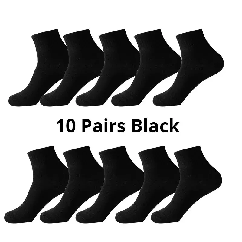 10 Pairs Men\'s Breathable Comfortable Socks Office Casual Business Sock for Sneakers Shoes Stocking Work Socks For All Seasons