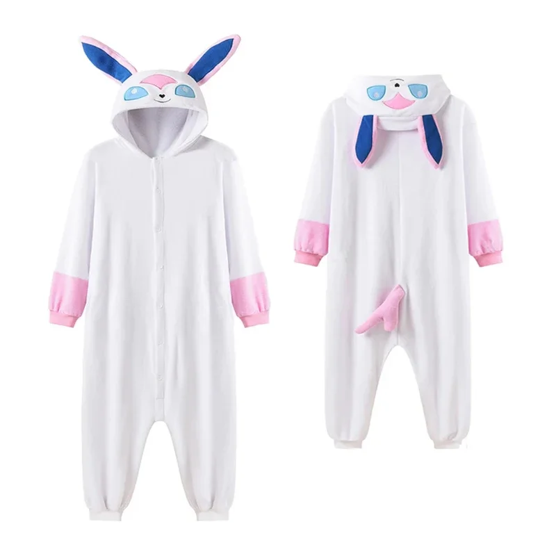 Sylveon Halloween Cosplay Costume Women Pajamas Cartoon Onesie for Adults One-Piece Pijamas Gift Kigurumi Christmas Homewear