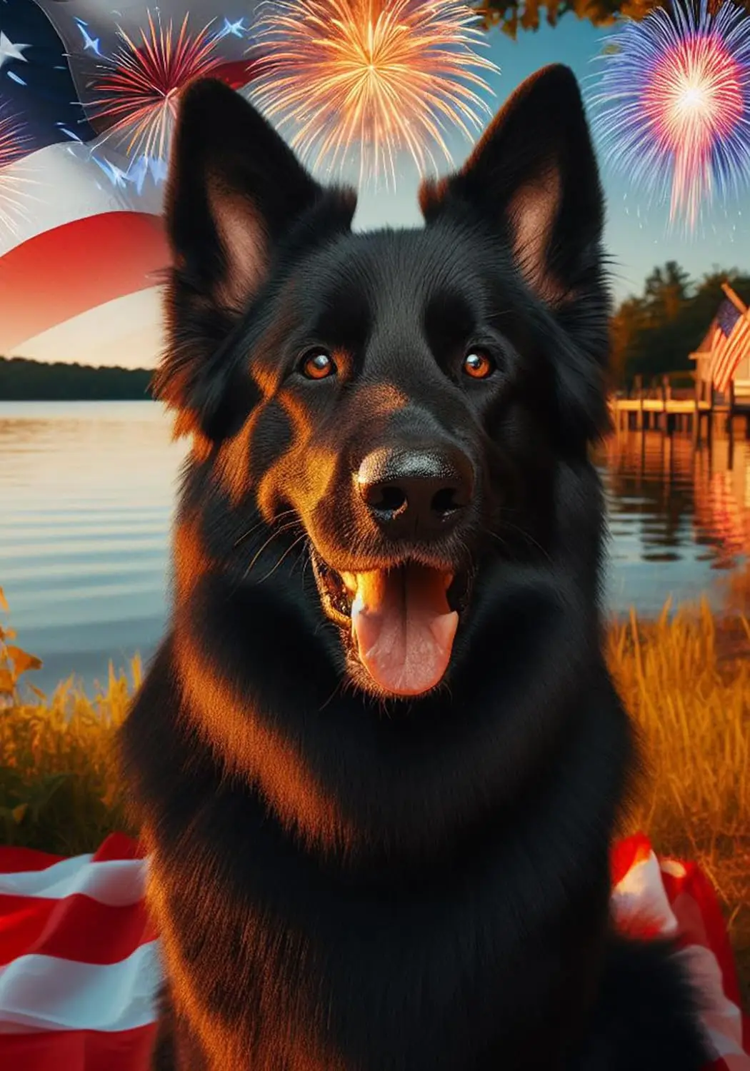 German Shepherd Black - Best of Breed DCR July 4 Holiday Garden Flag 12