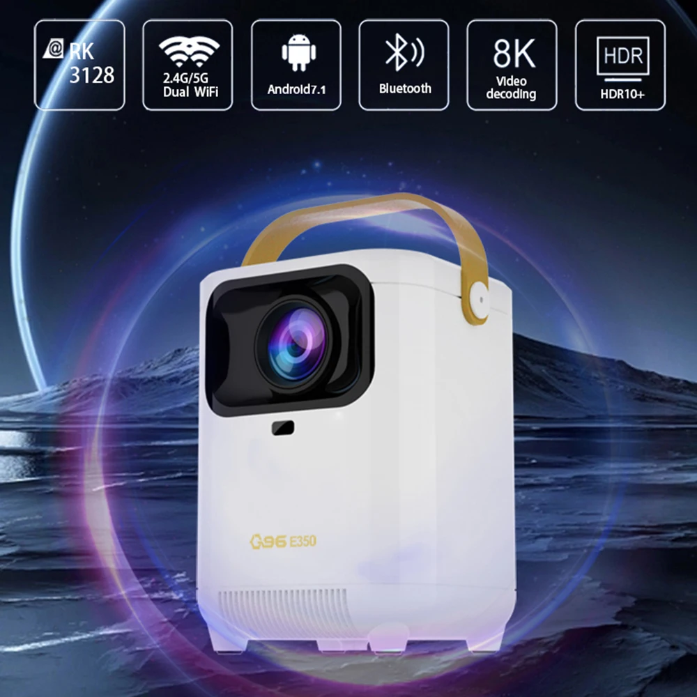 E350 Mini HD 4K Projector Android 11.0 LED Dual Band WIFI 6.0 BT5.0 1920*1080P Home Cinema Auto Focus Outdoor Portable Projector