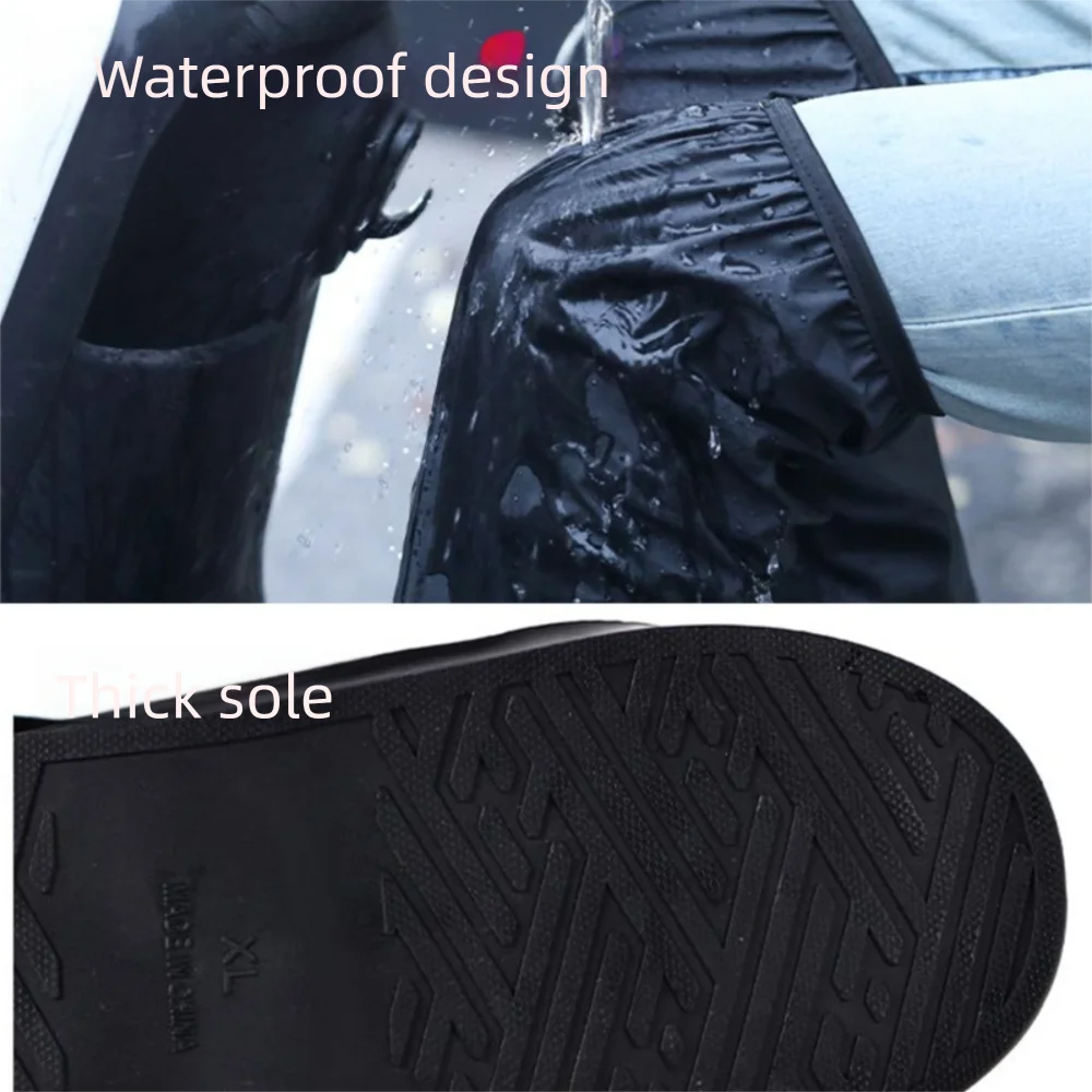 

Прочный черный дождевик, бахилы, высокие пылезащитные водонепроницаемые бахилы, утолщенные нескользящие бахилы для мотоциклетной обуви унисекс