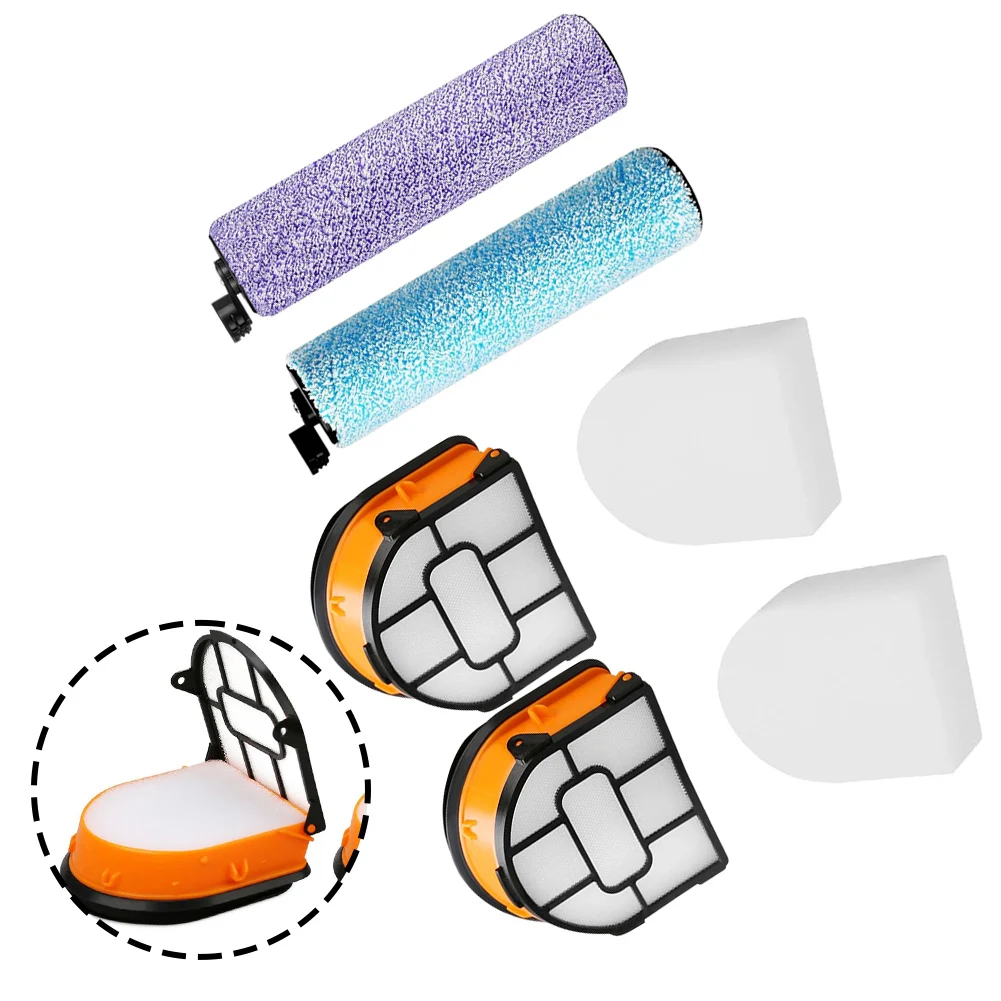 2 Brush Rollers 2 Foam Filters 2 Filters Replacement Set for Shark For HydroVac For MessMaster Wet Dry Vacuum WD161 WD261 AW261