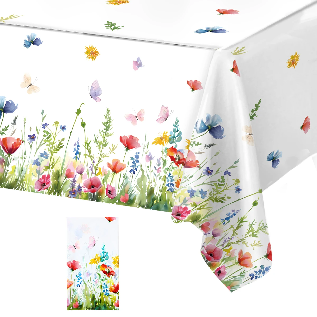 Frühling Wildblume Schmetterling PE Tischdecke Happy 1st Birthday Party Dekoration Kinder Mädchen Gefälligkeiten Tischdecke Babyparty Zubehör