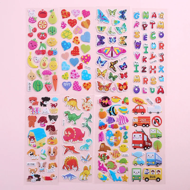 Bubble Stickers 3D Cartoon Animal Waterproof DIY Foam Sticker Baby Toys For Children Boy Girl Loptop Wall Window Home Decor