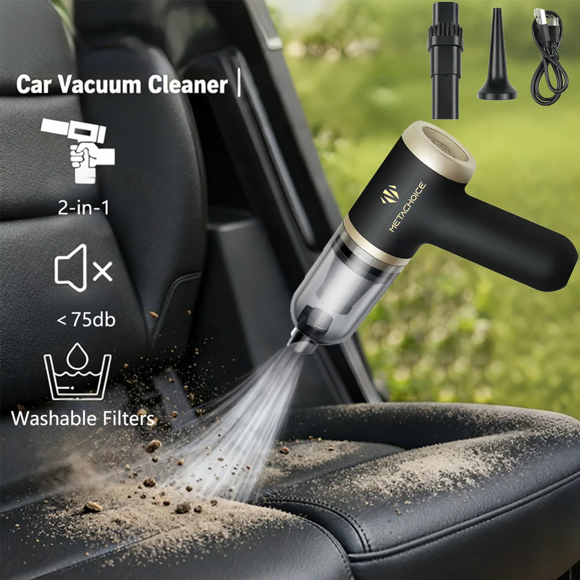 

Cordless Car Vacuum Cleaner 2-Speed (7KPa‑12KPa) High-Suction, Ultra-Lightweight 12.2 oz, Blow/Suction Dual Mode, Wireless