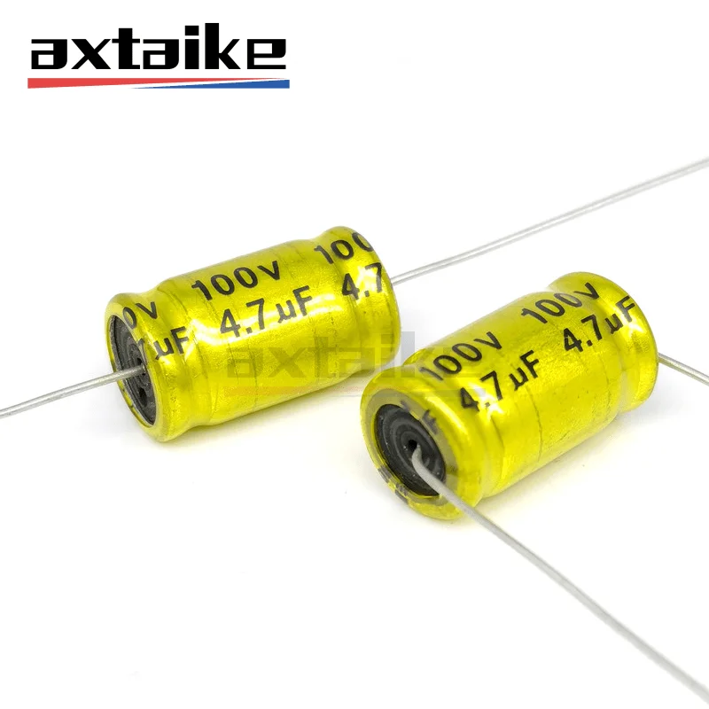 10PCS 100V 1uF 1.5uF 2.2uF 3.3uF 4.7uF 5.6uF 6.8uF 10uF 22uF 33uF 47uF 68uF 100uF NP Axial Horizontal Electrolytic Capacitor