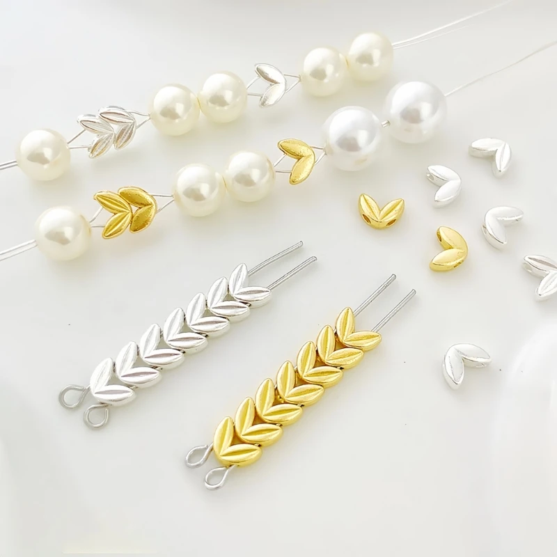 20Pcs Double Hole Spacer Beads Wheat Ear Shaped Jewelry Components Sophisticated Bracelet Necklace Earring Accessories