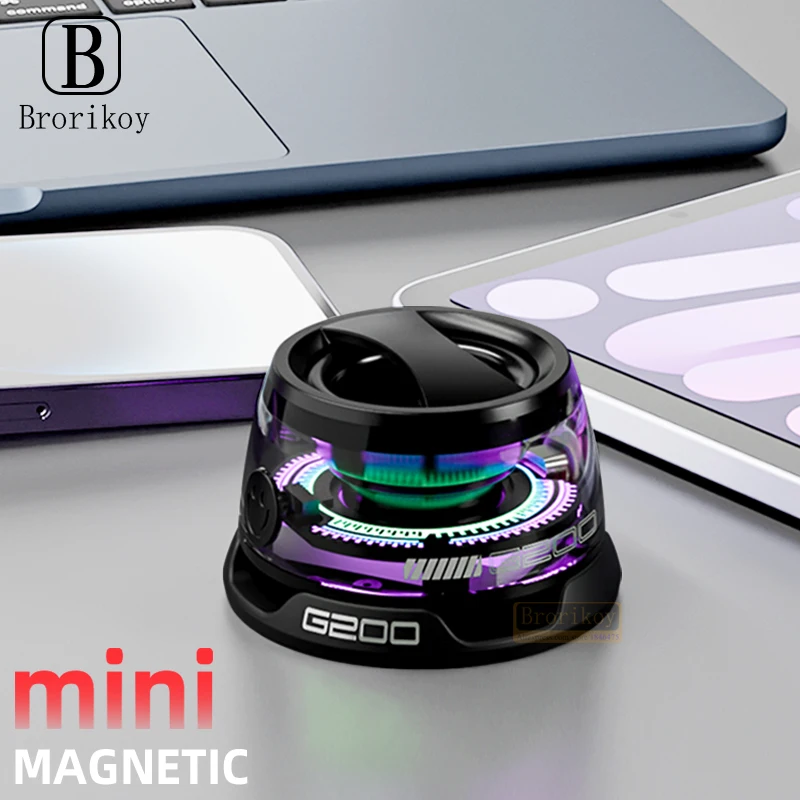 2025 New Outdoor Magnetic Bluetooth Speaker Mini Wireless Portable Travel Stereo Speaker with RGB Light for iPhone Tablet Laptop