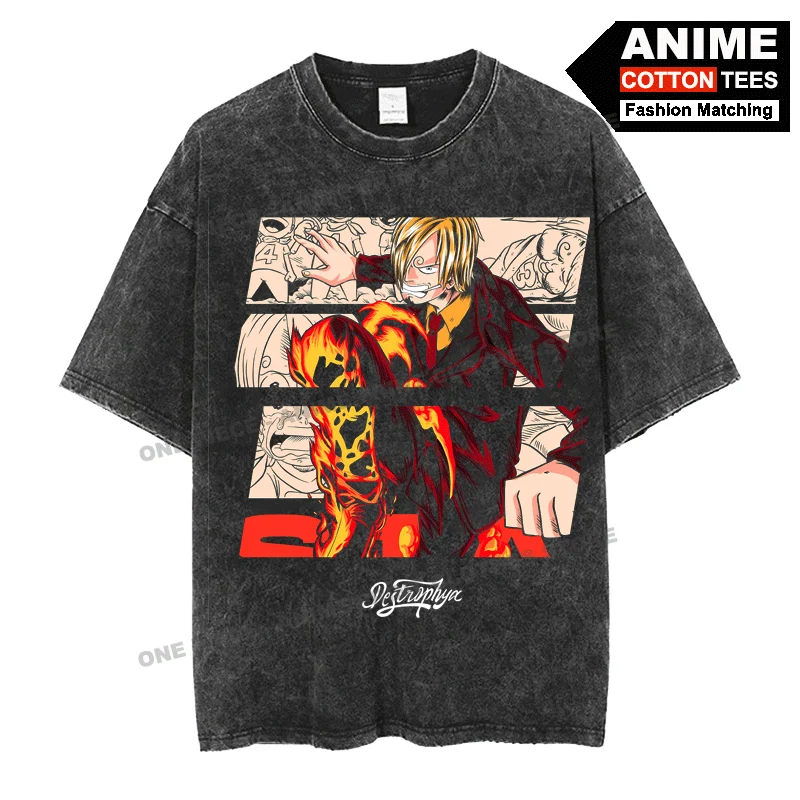 

Anime Peripheral Clothing ONE PIECE -Diable Jambe · Sanji Print T Shirt y2k Street styl Men Women Short Sleeve Cotton Loose Tees