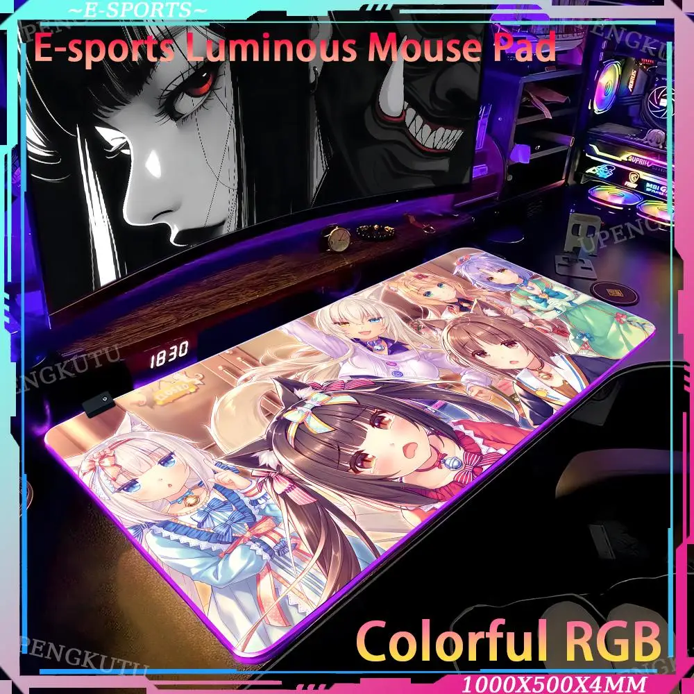 

Gaming accessories Cute desk accessories RGB Desk pad Keyboard accessories game Nekopara Computer desk