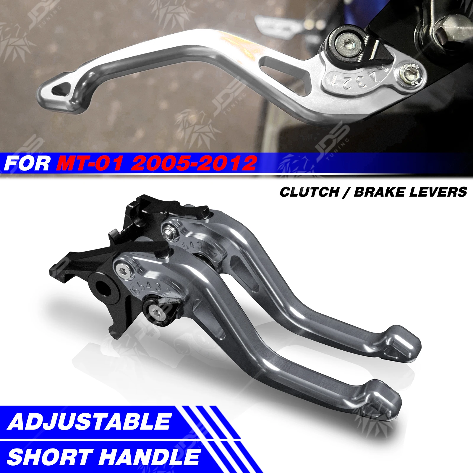For Yamaha MT-01/MT01 2005-2012 Racing Short Brake Lever Set Adjustable Handle Levers Three-Fingers Accessories Parts