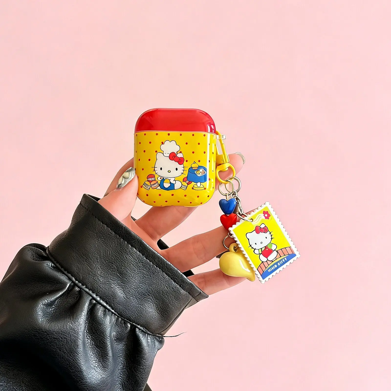 

Cartoon Red Dot Chef Kitty Cat Earphone Case For Airpods 4 Pro 3 2 1 Wireless Bluetooth Headset Protective Cover With Pendant