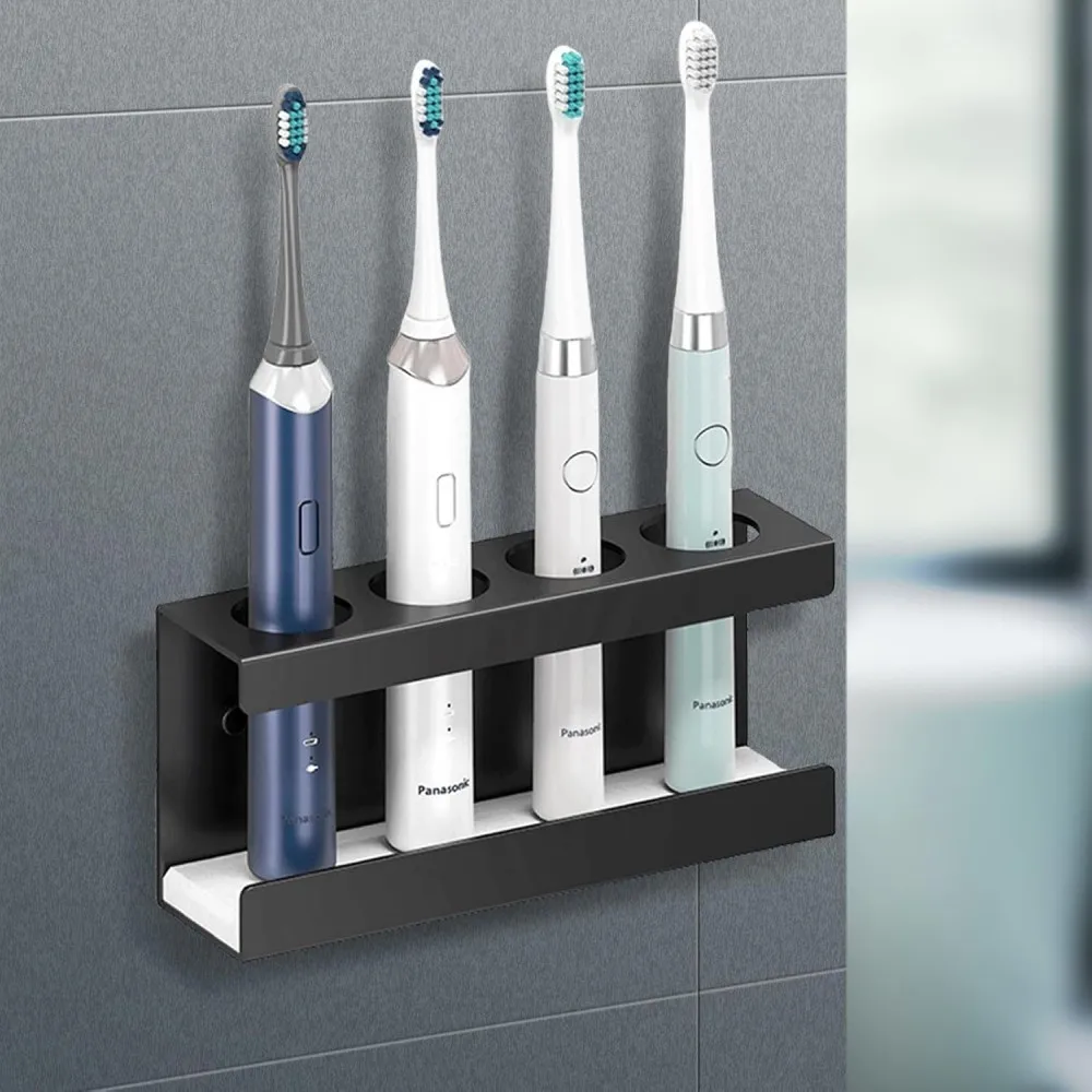 

Electric Toothbrush Holder Black Wall-mounted with Absorbent Diatomaceous Earth Base for Bathroom Use No Drilling Required