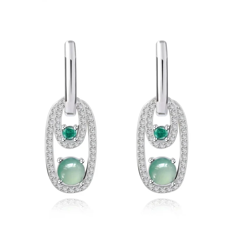 Hot-Sale New Retro Interlocking Natural Jade Earrings Simple Earrings For Women
